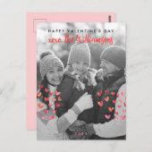 ハッピーバレンタインデーかわいい赤いハート家族の写真 ポストカード (正面/裏面)