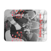 ハッピーバレンタインデーかわいい赤いハート家族の写真 マグネット (横)