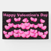 ハッピーバレンタインデーかわいらしピンクハートクラスター 横断幕 (横)