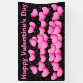 ハッピーバレンタインデーかわいらしピンクハートクラスター 横断幕 (縦)