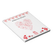 ハッピーバレンタインデーかわいらし赤いハートかわいらし ノートパッド (アングル)