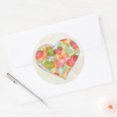 ハッピーバレンタインデーとカラフルハート ラウンドシール (封筒)