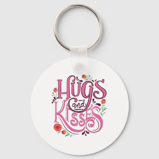 ハッピーバレンタインデーとハグとキス キーホルダー (正面)