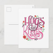 ハッピーバレンタインデーとハグとキス シーズンポストカード (正面/裏面)
