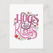 ハッピーバレンタインデーとハグとキス シーズンポストカード (正面)