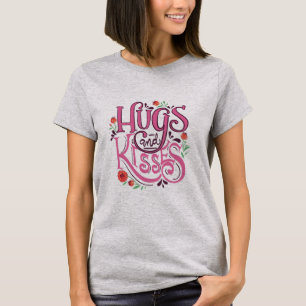 ハッピーバレンタインデーとハグとキス Tシャツ