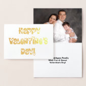 ハッピーバレンタインデーとハートの追加フォトと名前 箔カード (ディスプレー)