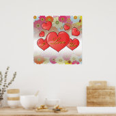 ハッピーバレンタインデーとハート愛する ポスター (キッチン)