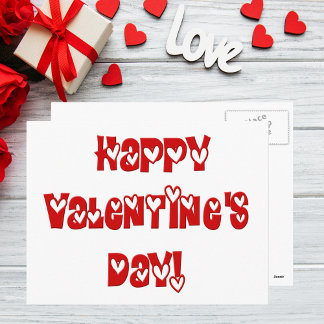 ハッピーバレンタインデーとハート シーズンポストカード