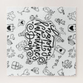 ハッピーバレンタインデーとブラック文字と可愛い芸術 ジグソーパズル (横)