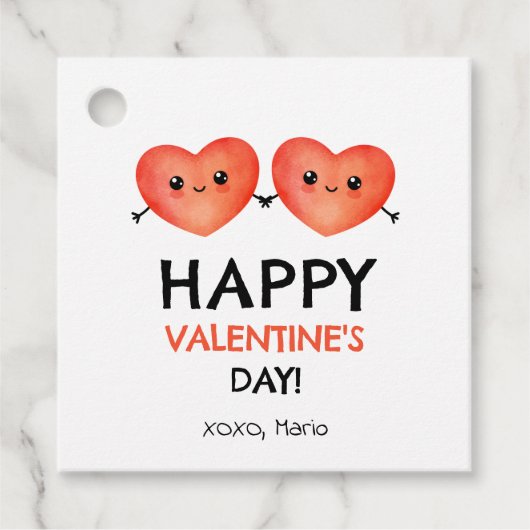 ハッピーバレンタインデーとベビーハート友達 フェイバータグ (正面)