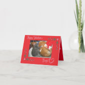 ハッピーバレンタインデーと猫と犬 サンキューカード (正面)