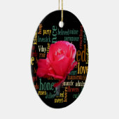 ハッピーバレンタインデーと赤エレガントいバラ セラミックオーナメント (右)