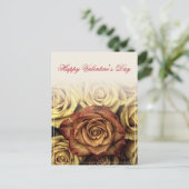 ハッピーバレンタインデーと黄色のローゼンブーケ シーズンポストカード (スタンド正面)