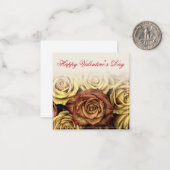 ハッピーバレンタインデーと黄色のローゼンブーケ ノートカード (正面/裏面インサイチュ)