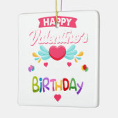ハッピーバレンタインデーとYesそれが私の誕生日 セラミックオーナメント (左)