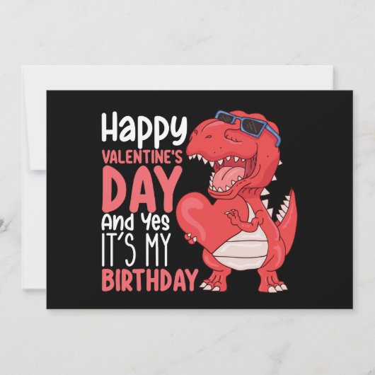 ハッピーバレンタインデーとYesそれが私の誕生日 招待状 (正面)