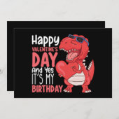 ハッピーバレンタインデーとYesそれが私の誕生日 招待状 (正面/裏面)