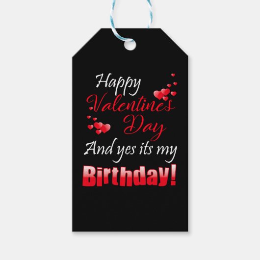 ハッピーバレンタインデーとYesイッツマイ誕生日 ギフトタグ (正面)