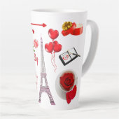 ハッピーバレンタインデーのカップルのためのロマンチックな贈り物 カフェラテマグ (右アングル)