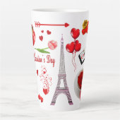 ハッピーバレンタインデーのカップルのためのロマンチックな贈り物 カフェラテマグ (正面)