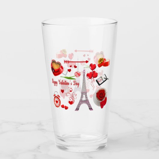 ハッピーバレンタインデーのカップルのためのロマンチックな贈り物 タンブラーグラス (正面)