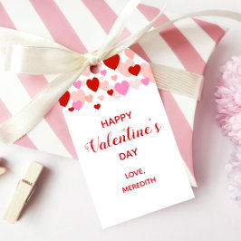 ハッピーバレンタインデーのギフトタグ、赤とピンクのハート ギフトタグ