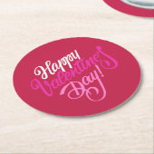 ハッピーバレンタインデーのタイポグラフィ|のペーパーコースター ラウンドペーパーコースター (アングル)