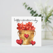 ハッピーバレンタインデーのハートと愛のバケツ シーズンカード (スタンド正面)
