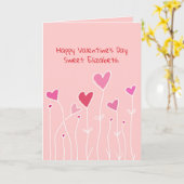 ハッピーバレンタインデーのハートの名前をカスタムする カード (黄色い花)