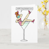 ハッピーバレンタインデーの女性の顔 カード (黄色い花)