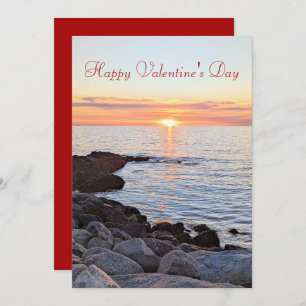 ハッピーバレンタインデーの海の夕日の写真 シーズンカード