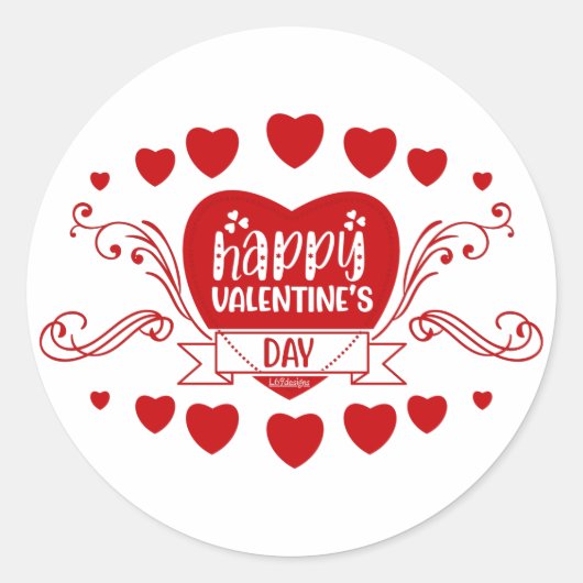 ハッピーバレンタインデーの甘いバレンタインデー ラウンドシール (正面)