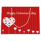 ハッピーバレンタインデーの美しいハート ラージペーパーバッグ (正面)