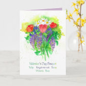 ハッピーバレンタインデーの花の花束 カード (黄色い花)