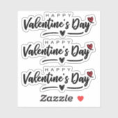 ハッピーバレンタインデーの落書き赤いハート シール (シート)