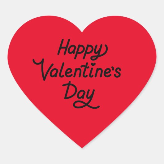 ハッピーバレンタインデーの赤の個人用ハート ハートシール (正面)