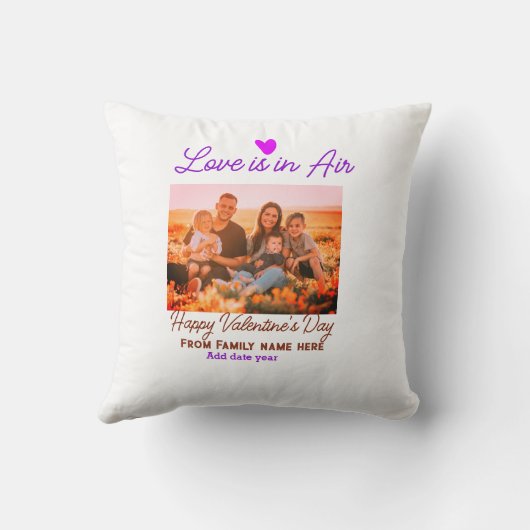 ハッピーバレンタインデーの追加ファミリー写真名年 クッション (裏面)