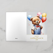 ハッピーバレンタインデーの風船付きかわいいクマ 箔シーズンカード (外側レイダウン)