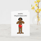 ハッピーバレンタインデーアフリカンアメリカン・レディ カード (黄色い花)