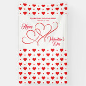 ハッピーバレンタインデーイベント赤いハートバナー 横断幕 (縦)