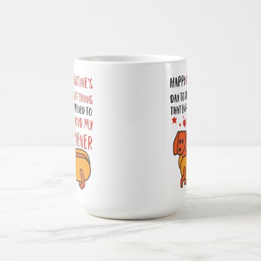 ハッピーバレンタインデーウィナーおもしろいダシュンドッグ コーヒーマグカップ (中央)