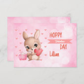 ハッピーバレンタインデーウサギハートパーソナライズ ノートカード (正面/裏面)