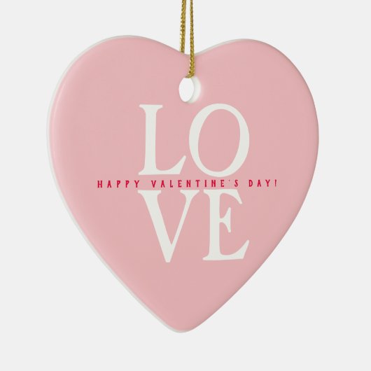 ハッピーバレンタインデーエレガントラブロマンチックピンク セラミックオーナメント (右)