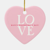 ハッピーバレンタインデーエレガントラブロマンチックピンク セラミックオーナメント (裏面)