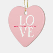 ハッピーバレンタインデーエレガントラブロマンチックピンク セラミックオーナメント (左)