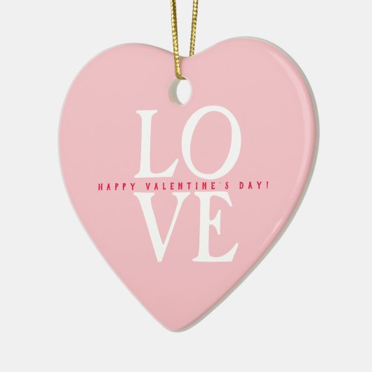 ハッピーバレンタインデーエレガントラブロマンチックピンク セラミックオーナメント (左)