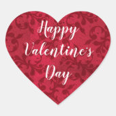 ハッピーバレンタインデーエレガントヴィンテージレッドダマスク ハートシール (正面)
