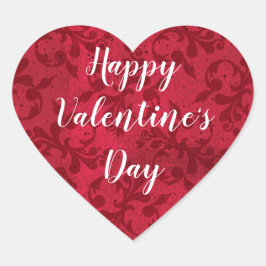 ハッピーバレンタインデーエレガントヴィンテージレッドダマスク ハートシール