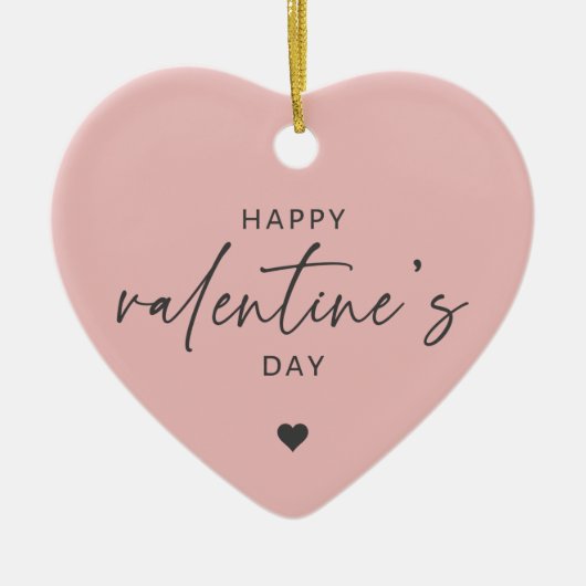 ハッピーバレンタインデーエレガント赤面ピンク セラミックオーナメント (正面)